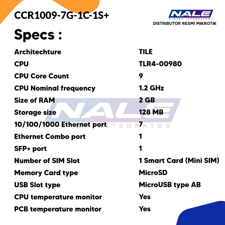 CCR1009-7G-1C-1S+ spek Mikrotik Router CCR1009-7G-1C-1S+ - Gambar 3